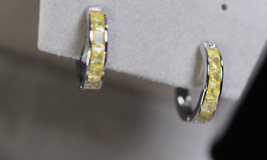 Yellow Diamond Hoop Earrings