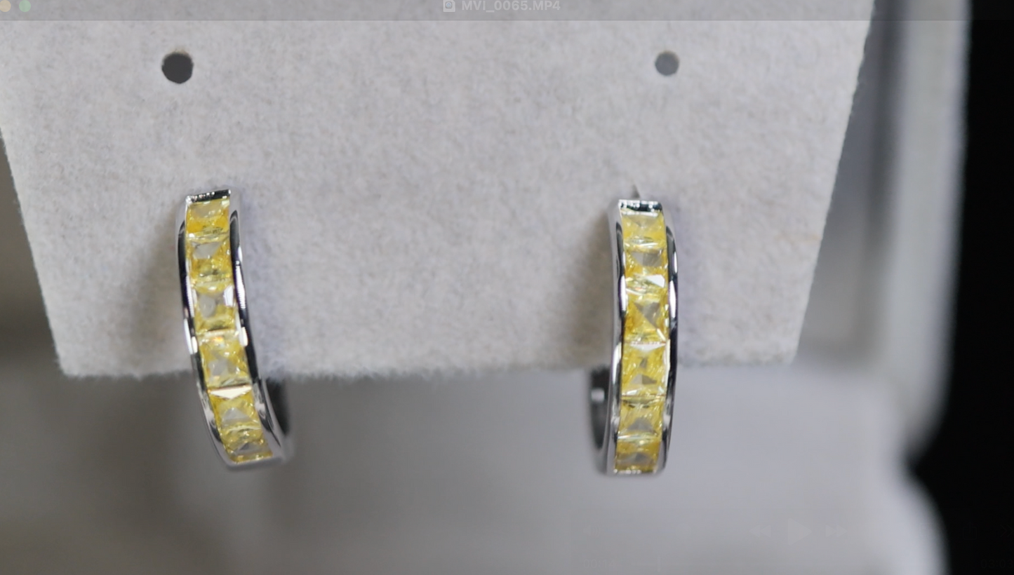 Yellow Diamond Hoop Earrings
