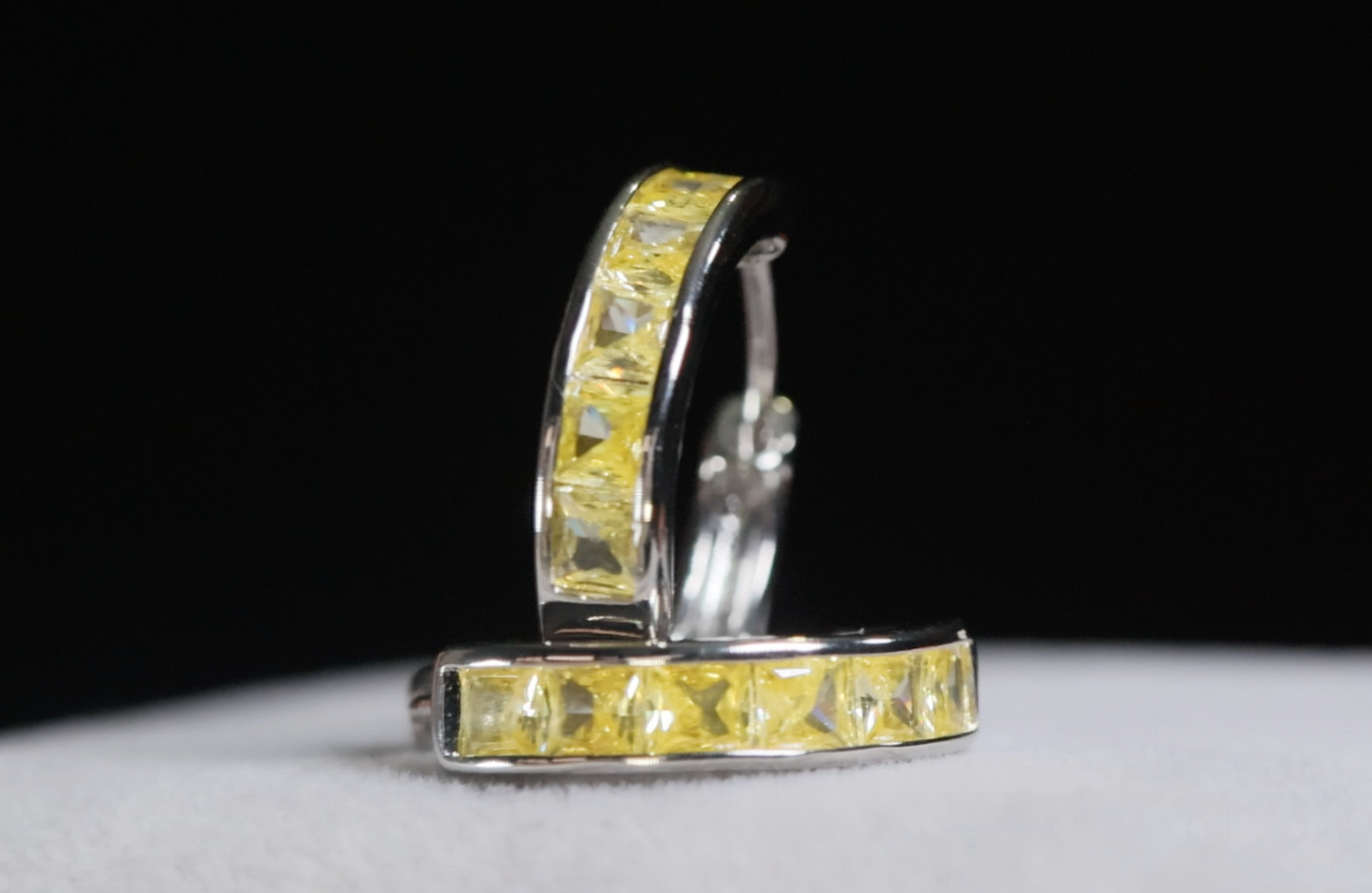Yellow Diamond Hoop Earrings