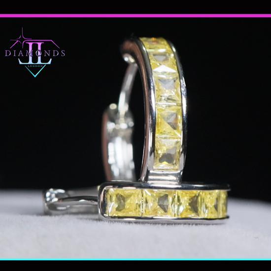 Yellow Diamond Hoop Earrings
