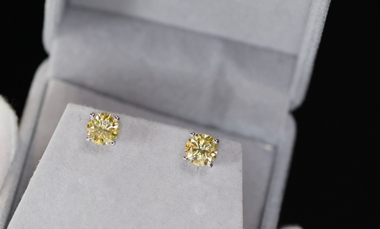 Yellow Moissanite Diamond Ear Studs