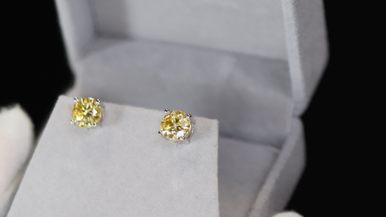 Yellow Moissanite Diamond Ear Studs