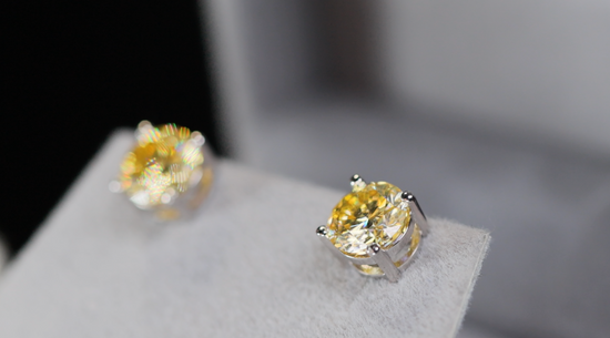 Yellow Moissanite Diamond Ear Studs