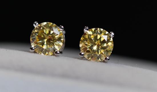 Yellow Moissanite Diamond Ear Studs