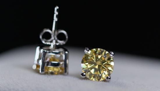 Yellow Moissanite Diamond Ear Studs