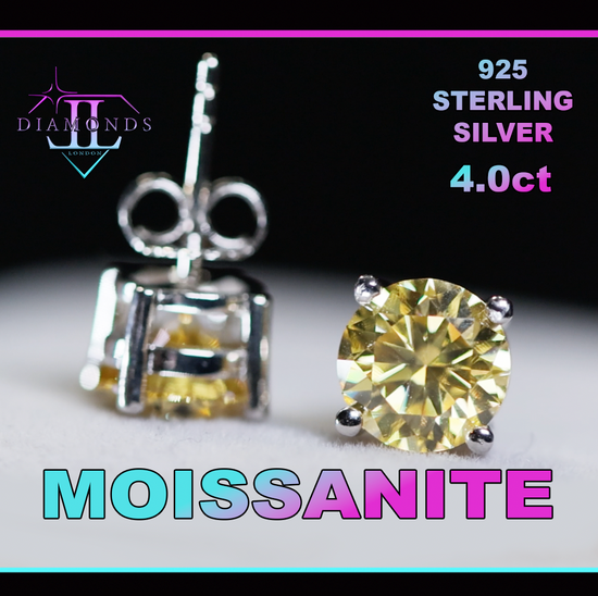 Yellow Moissanite Diamond Ear Studs