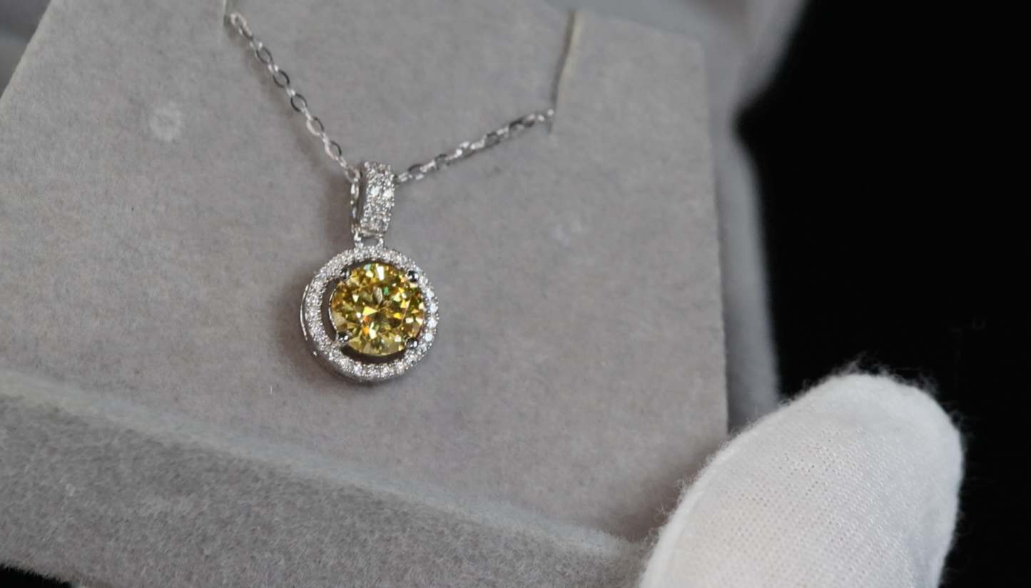 Yellow Moissanite diamond Pendant