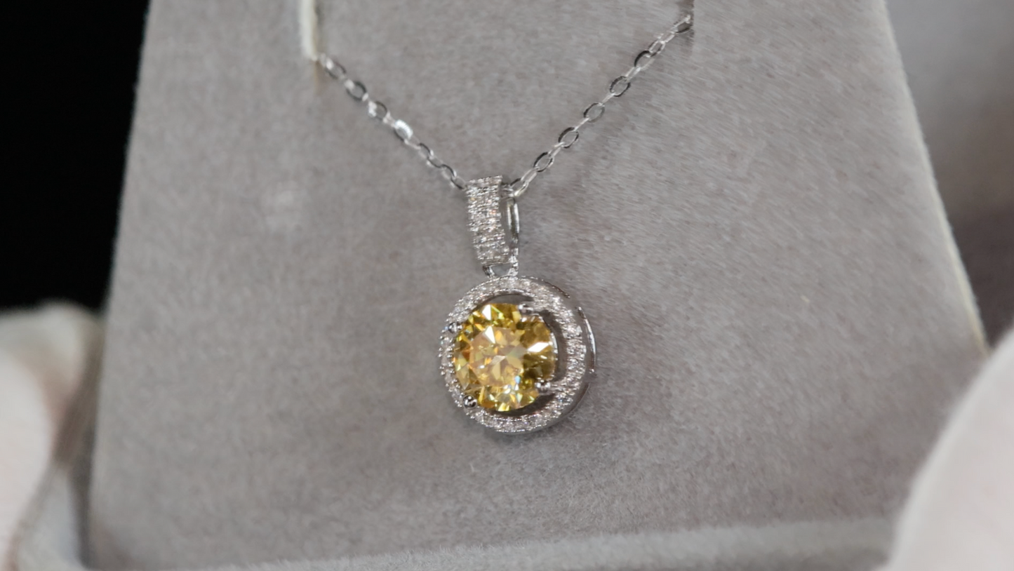 Yellow Moissanite Pendant | Yellow Diamond Pendant