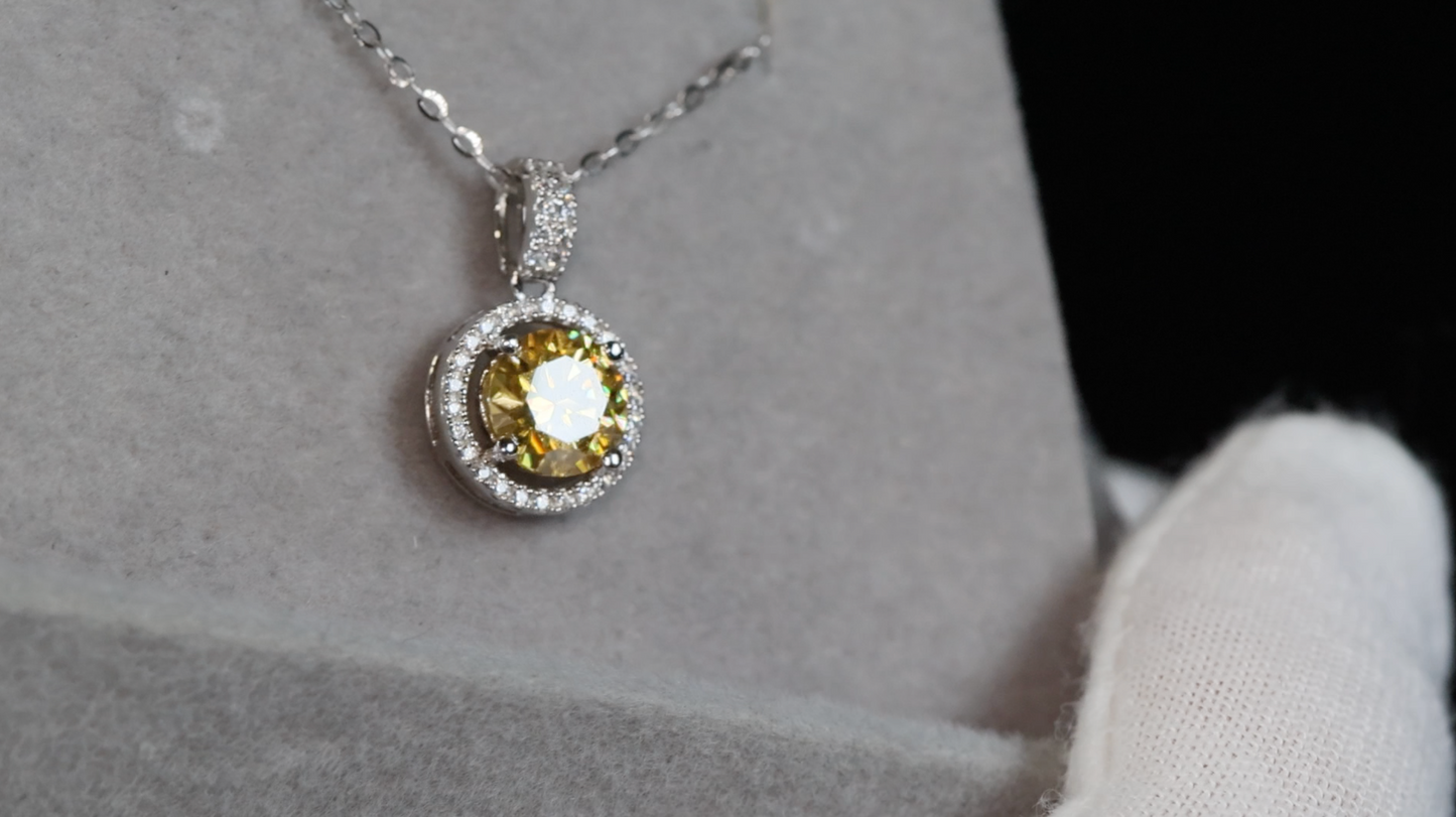 Yellow Moissanite Pendant | Yellow Diamond Pendant