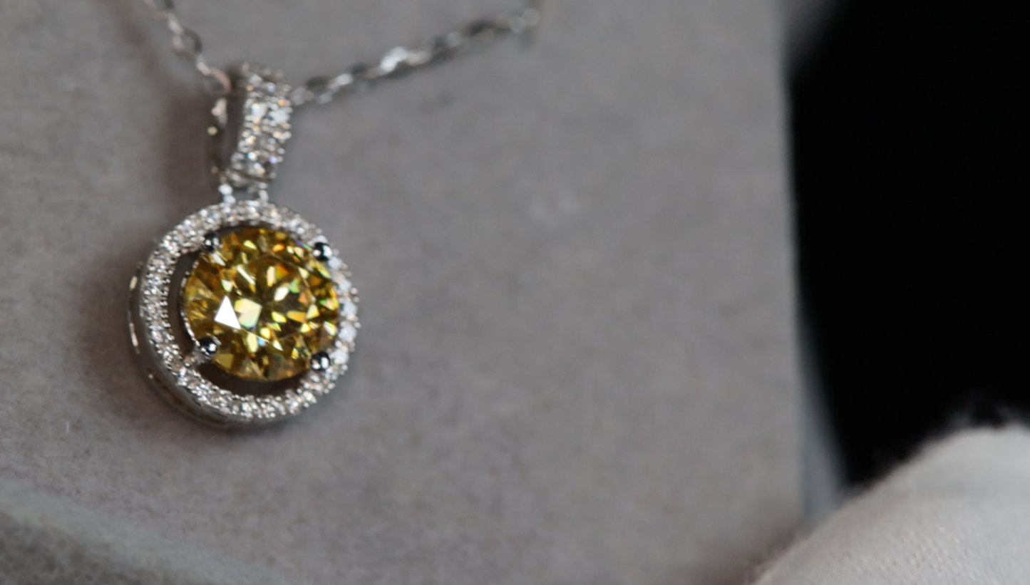 Yellow Moissanite Pendant | Yellow Diamond Pendant