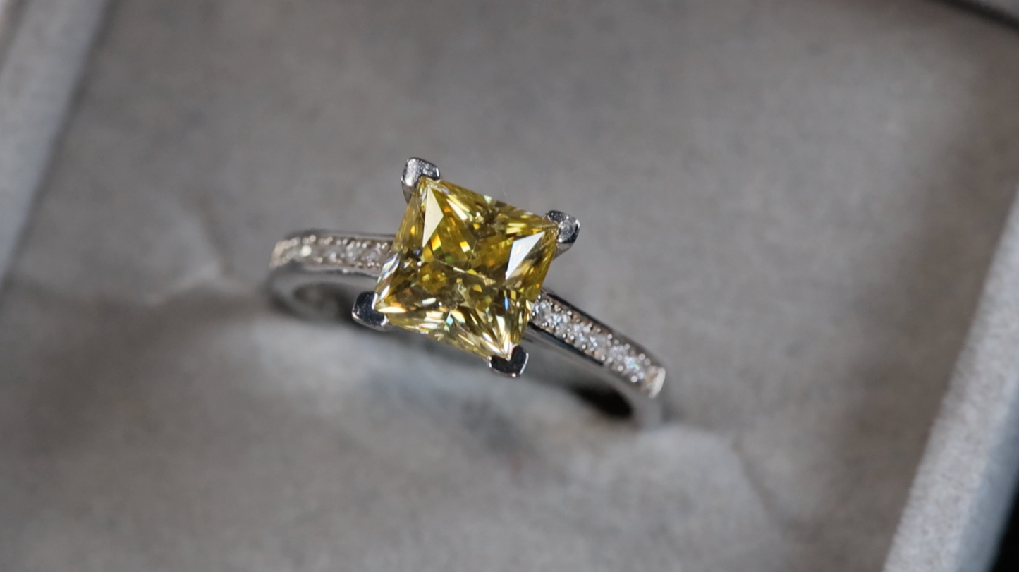 Yellow Moissanite Diamond Ring