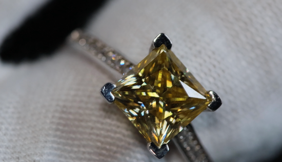 Yellow Princess Cut Moissanite Diamond Ring | Yellow Moissanite Diamond Ring