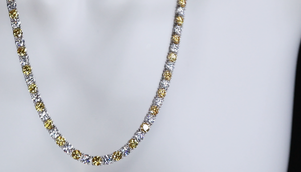 Yellow Moissanite Diamond Tennis Necklace