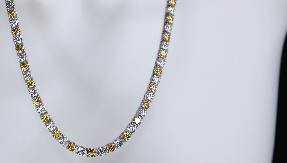 Yellow Moissanite Tennis Necklace