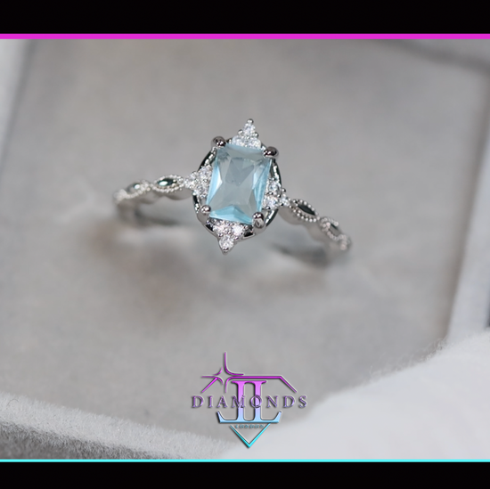 Silver Blue Diamond Engagement Ring