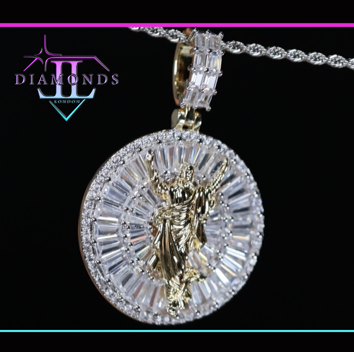 Baguette Diamond Jesus Pendant