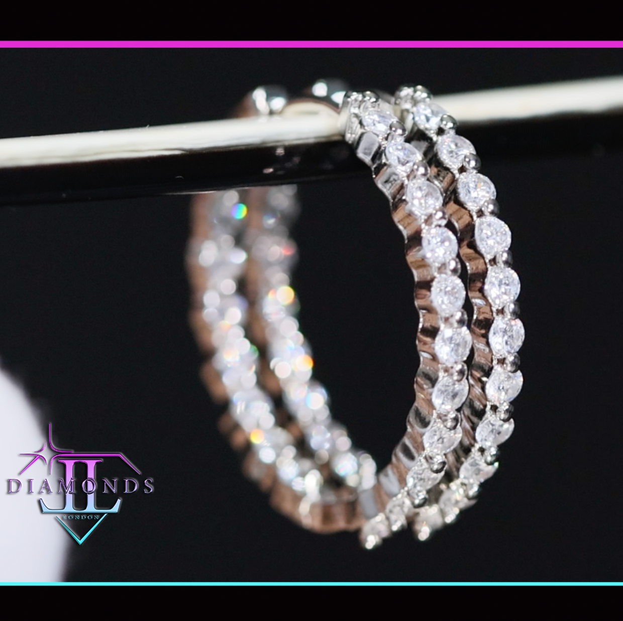 Womens Big Diamond Hoop Earrings