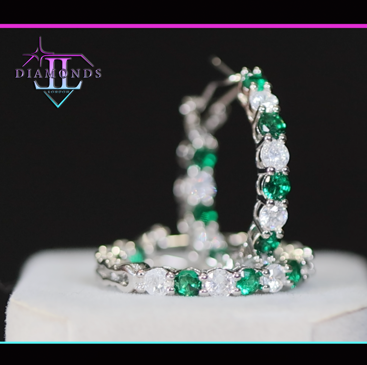 Big Green Diamond Hoop Earrings