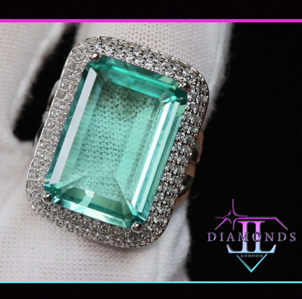 Womens Big Green Diamond Ring | Green Baguette Diamond Ring