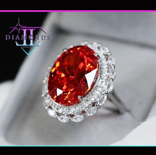 Womens Big Red Diamond Ring