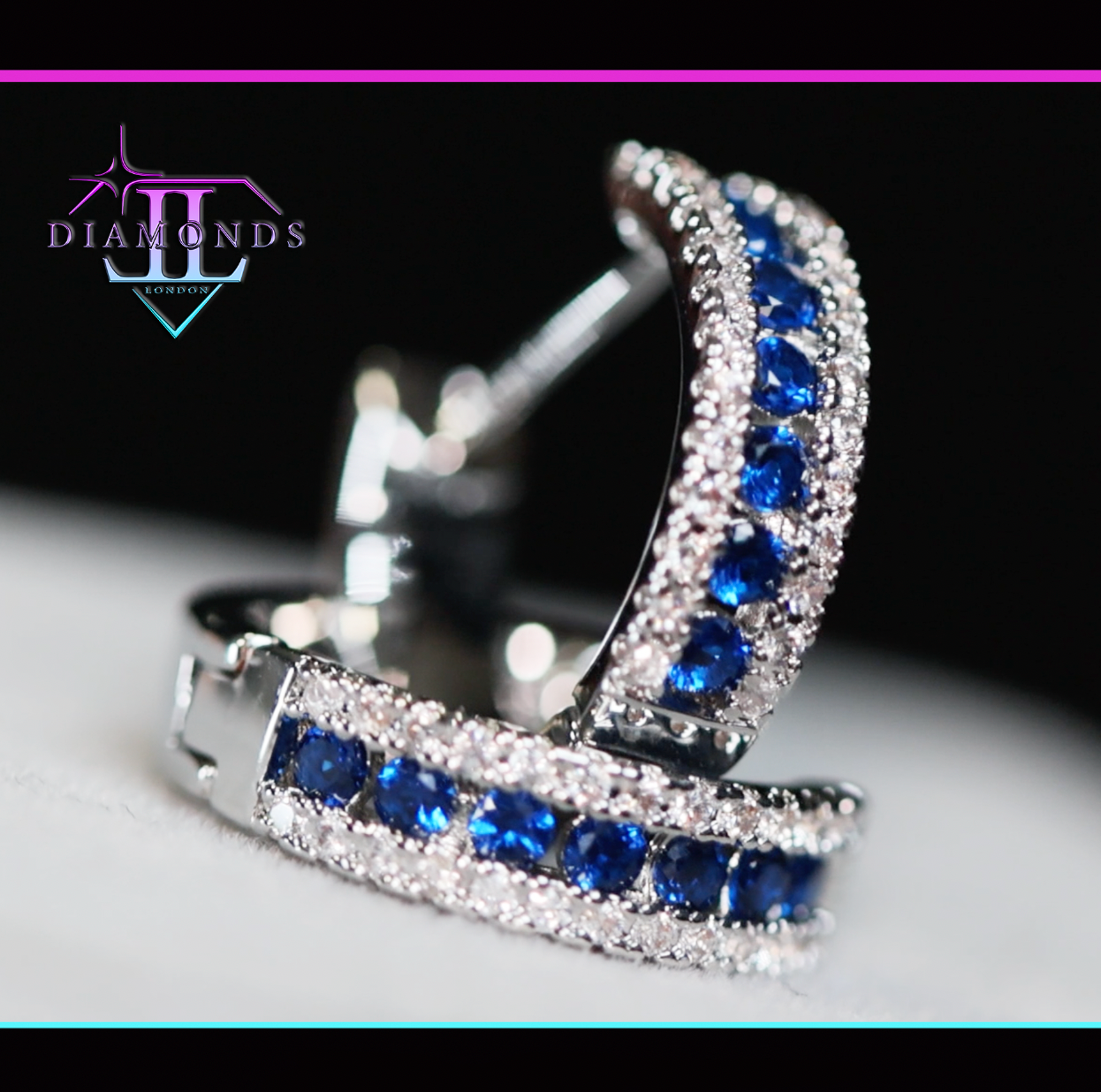 Mens Blue Diamond Hoop Earrings