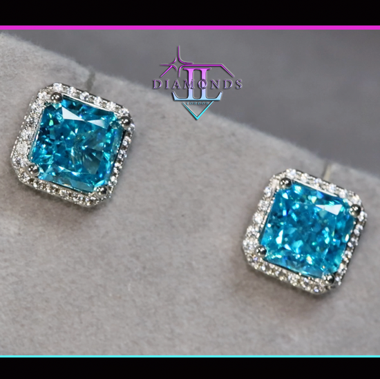 Mens Blue Diamond Ear Studs