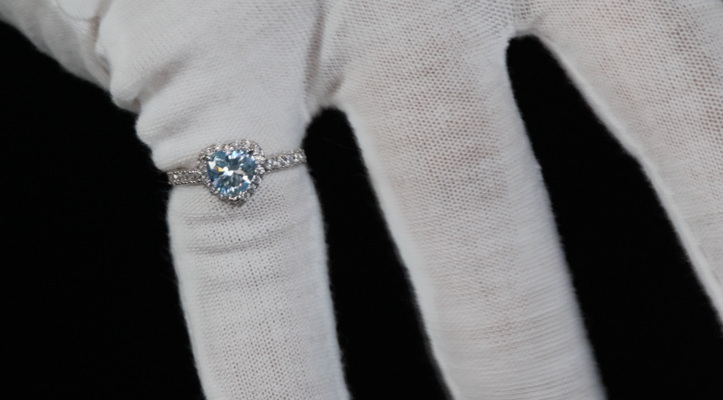 Blue Diamond Heart Ring