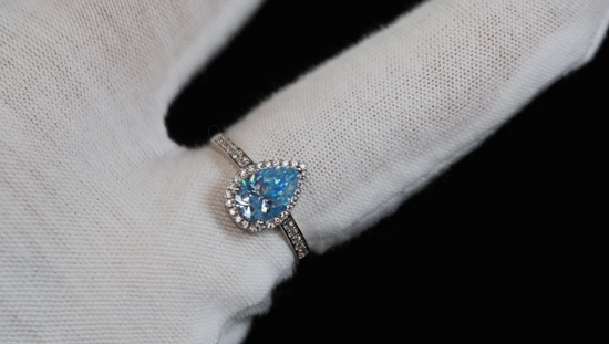 Blue Moissanite Diamond Ring