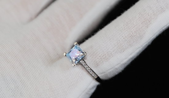 Blue Moissanite Diamond Ring