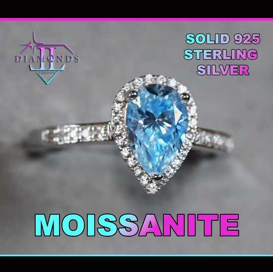 Blue Moissanite Diamond Ring