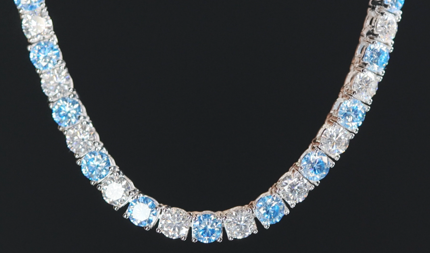 blue lab grown diamond necklace