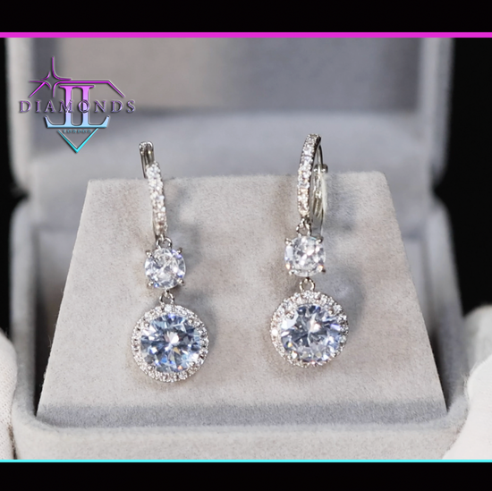 Womens Silver Diamond Earrings