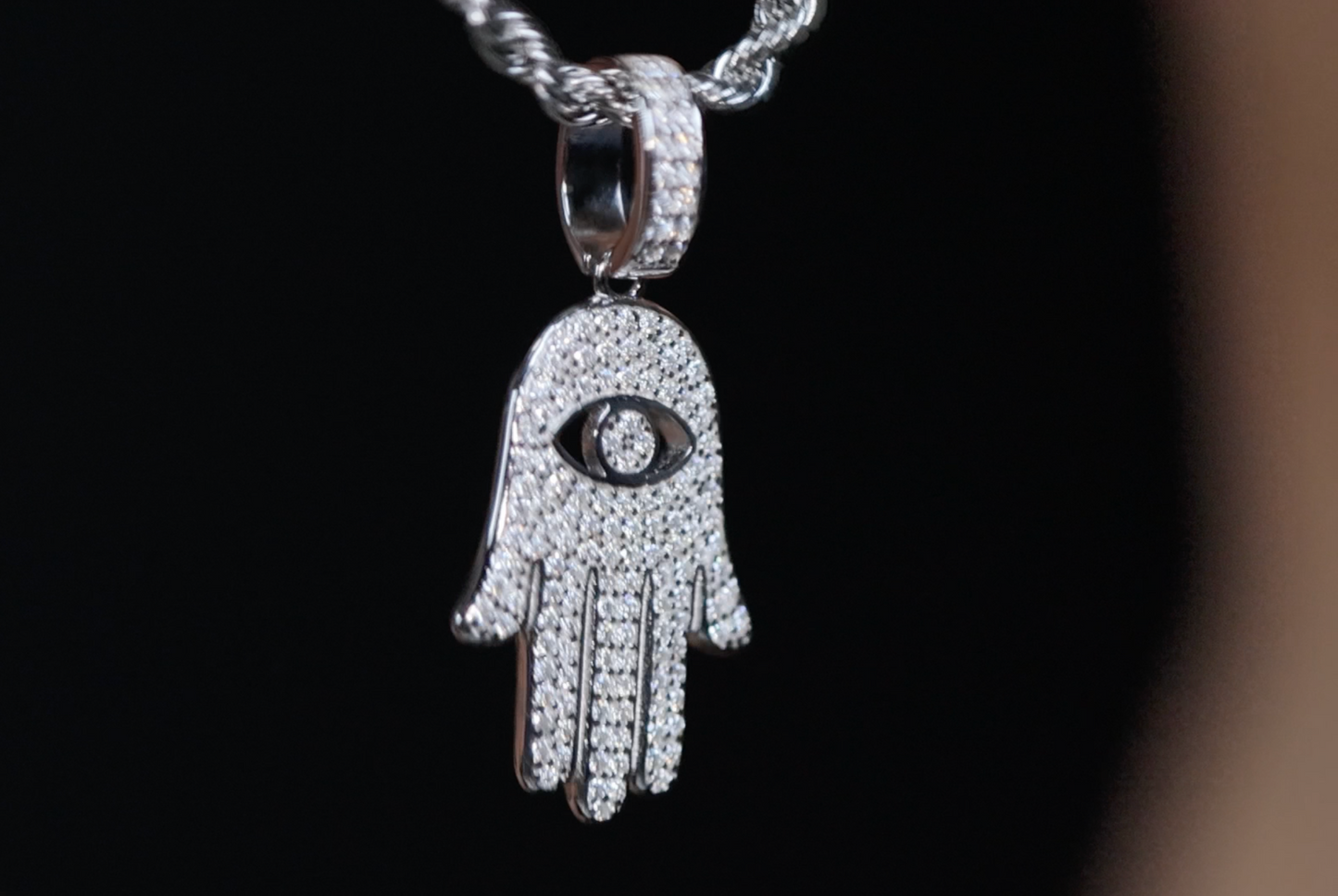 diamond hamsa pendant