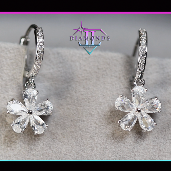 Womens Flower Diamond Earrings