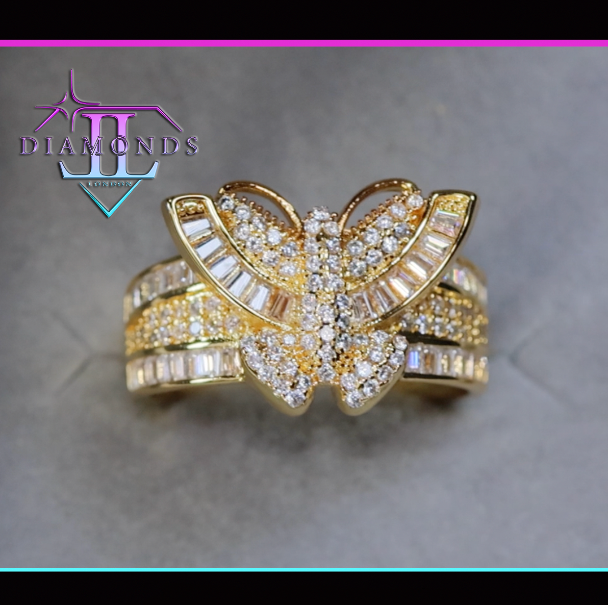 Gold Diamond Butterfly Ring