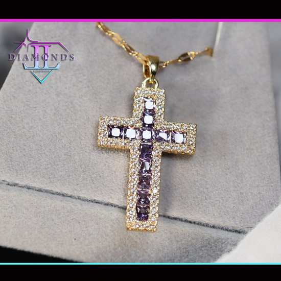 Purple Diamond Cross Pendant