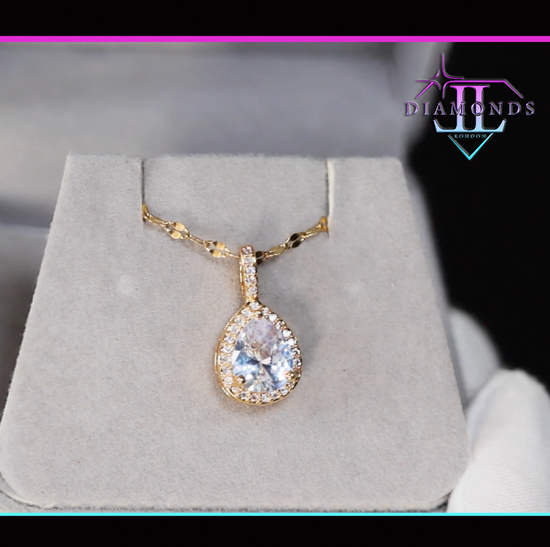 Gold Pear Cut Diamond Pendant