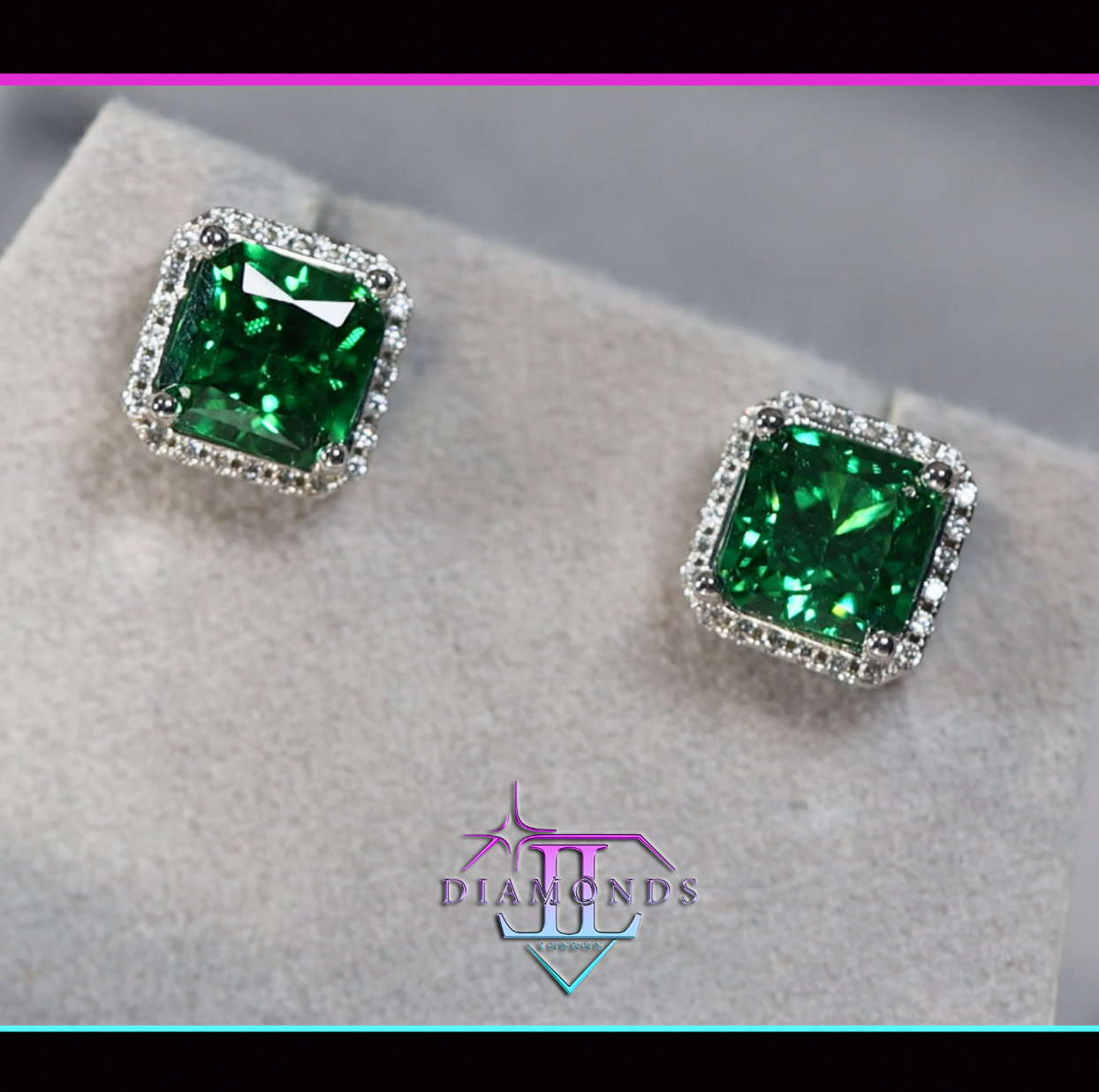 Green Diamond Ear Studs