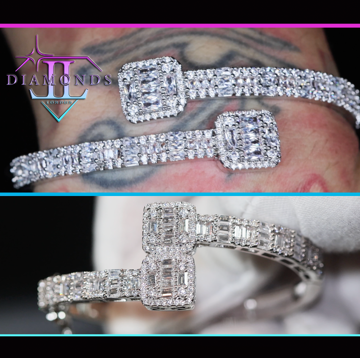 Iced Out Bracelet | Womens Bracelet | Mens Bracelet | Diamond Bracelet | Baguette Bracelet