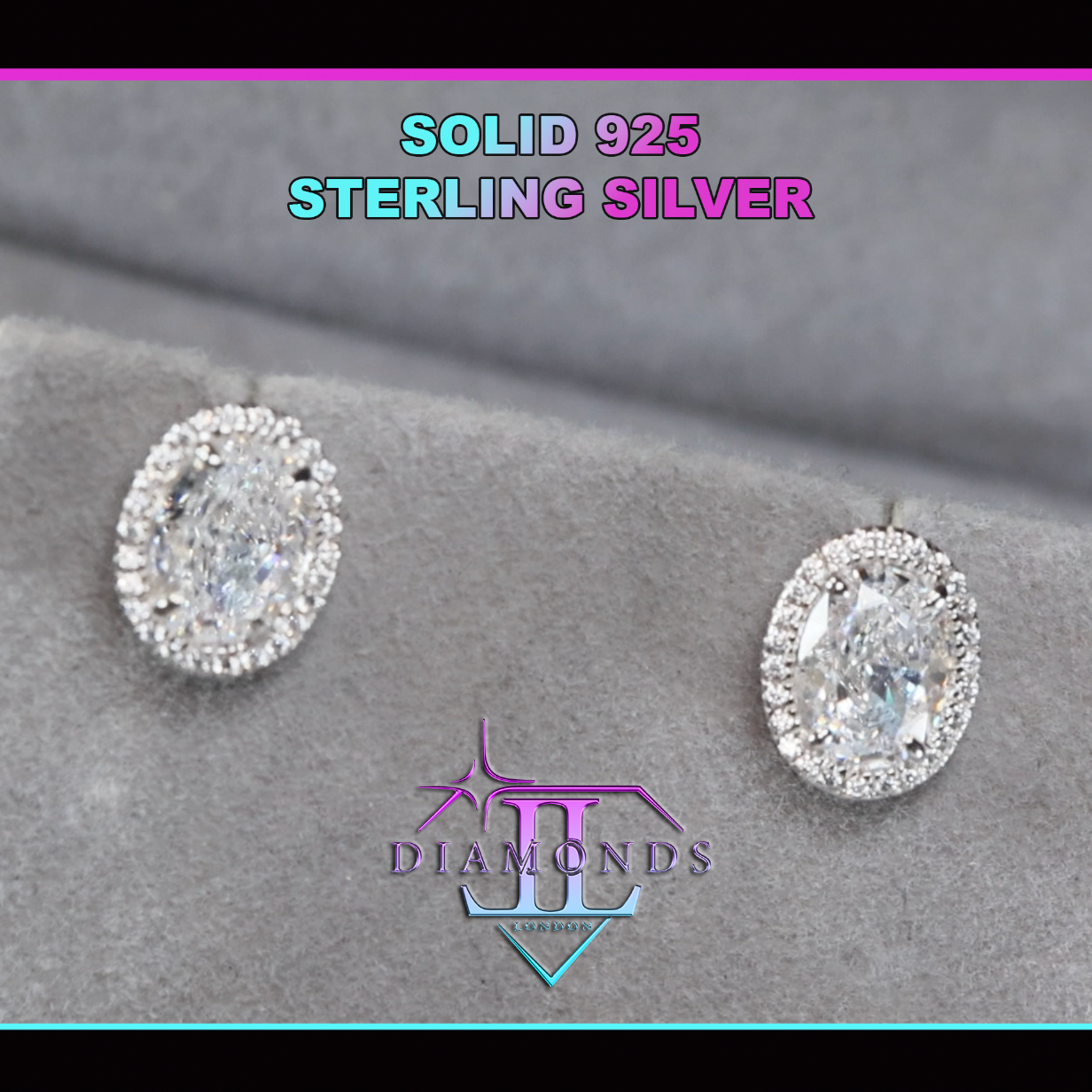 Silver Oval Cut Lab Diamond Ear Studs