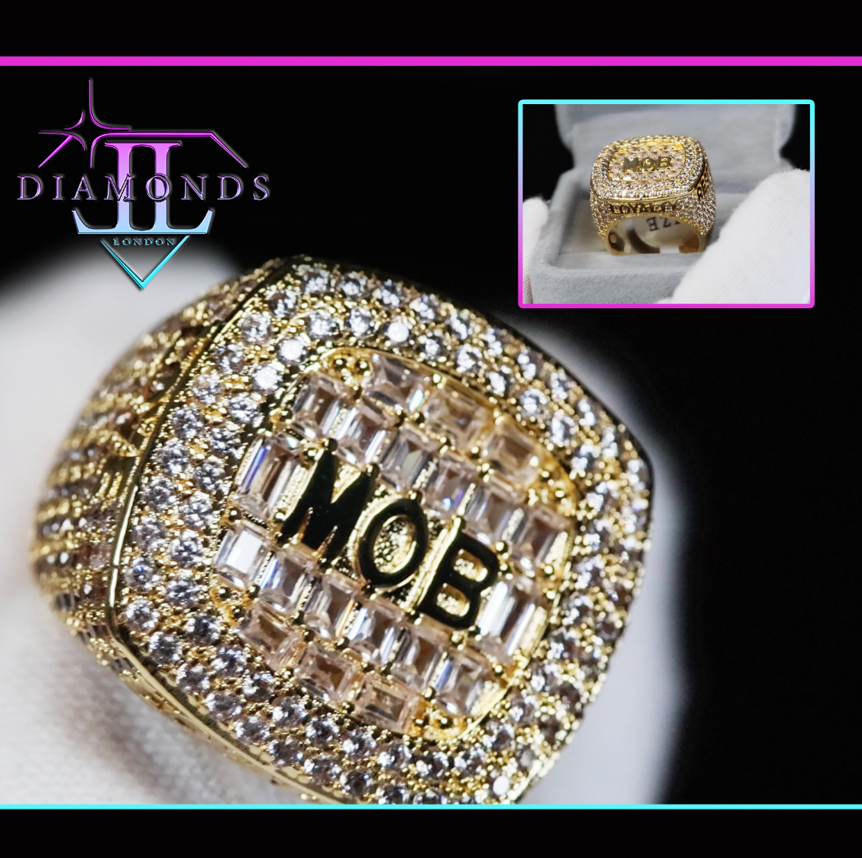 Mens Gold iced out Ring