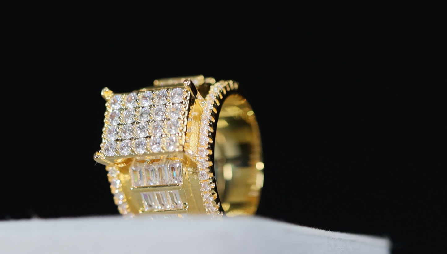 mens big gold diamond ring