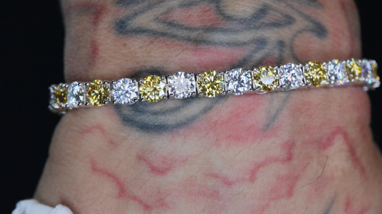 mens yellow diamond hip hop bracelet