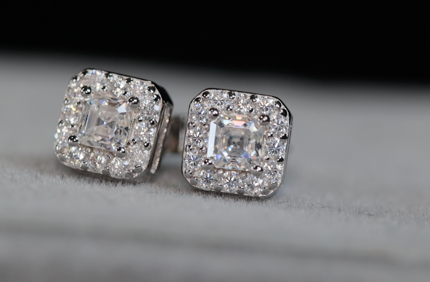 Asscher Cut Diamond Ear Studs