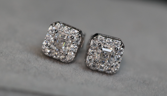 Asscher Cut Diamond Ear Studs