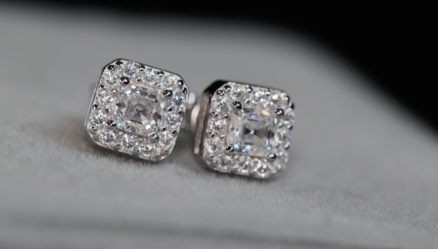 Asscher Cut Diamond Ear Studs