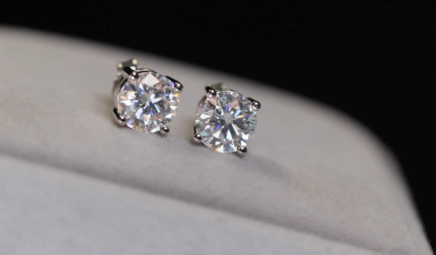 Moissanite Diamond Ear Studs