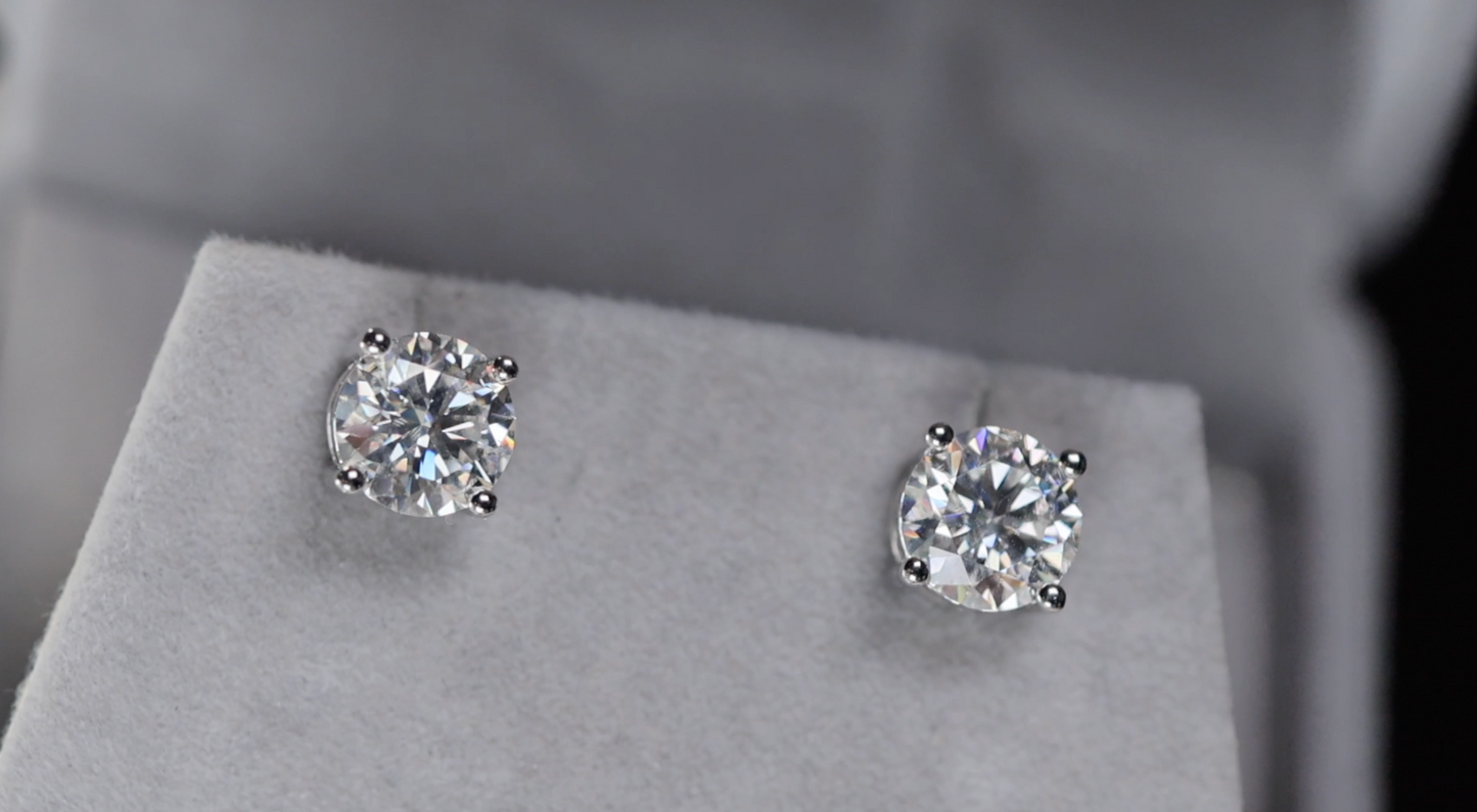 4.0ct Diamond Ear Studs | Moissanite Diamond Ear Studs