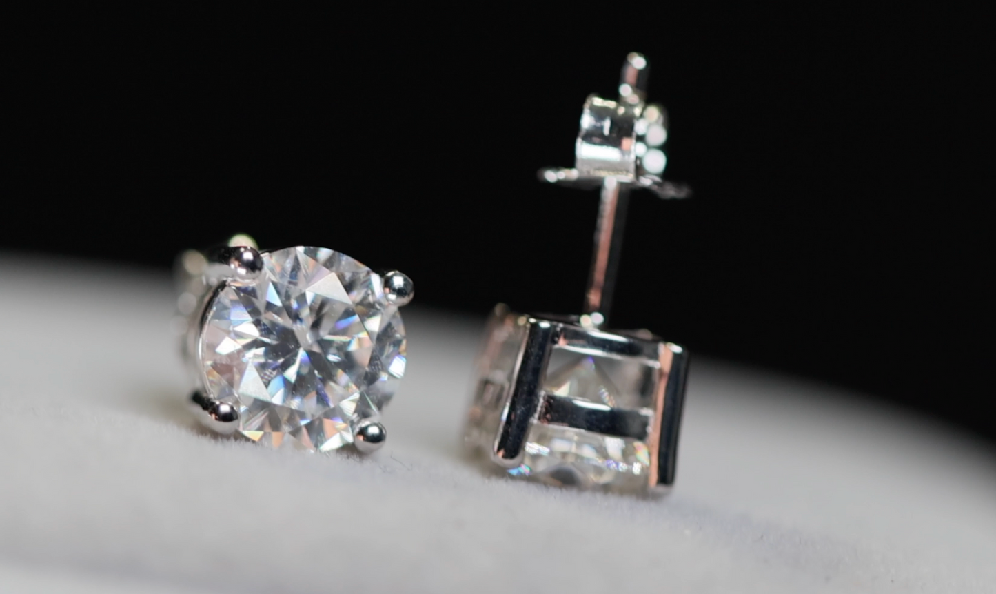 4.0ct Diamond Ear Studs | Moissanite Diamond Ear Studs