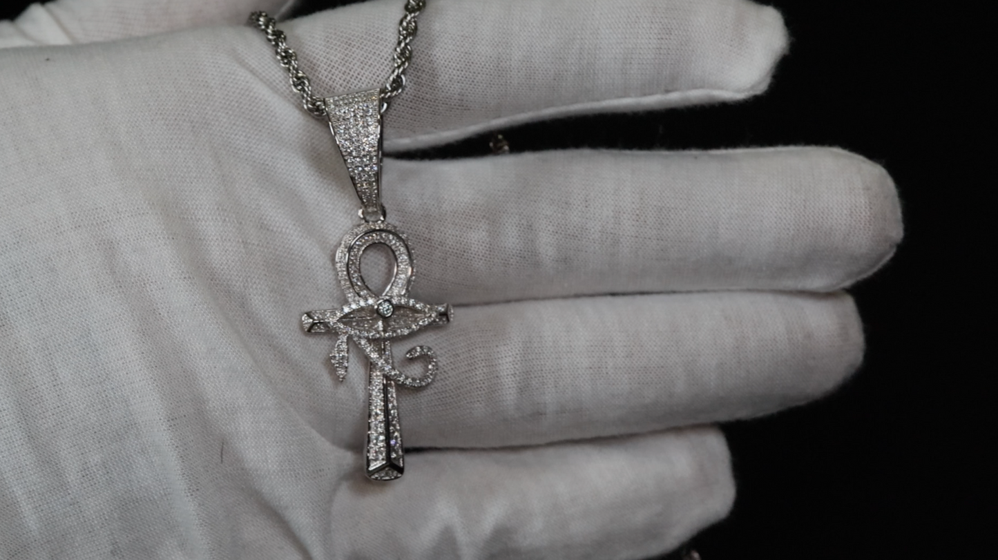 Moissanite Diamond Egyptian Cross Pendant